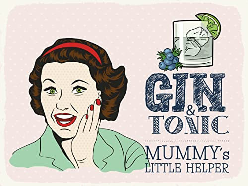 Holzschild 30x40 cm lustig Gin Tonic Mummy´s Helper Wand Deko Cafe Sammler Geschenk
