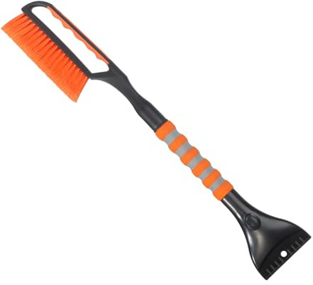 LoyaGour Snow Brush and Ice Scraper for Car Windshield,26.4 Window Scraper Deicer for Car SUV and Truck,Ice Scrapers and Brushes 2 in 1,Winter Car Automotive Exterior Accessories(1Pack Orange)