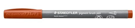 STAEDTLER brush pen pigment Arts, siena gebrannt, pigmentierte Premium-Zeichentusche, Pinselspitze für variable Linienbreite, wasserfest, schnelltrocknend, 10 brush pens im Kartonetui, 371-73