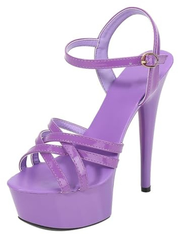 Minetom Escarpin Femme Bout Ouvert Talon Haut Plateforme Épais Talons Hauts Aiguille Sandales Club Soiree Chaussures