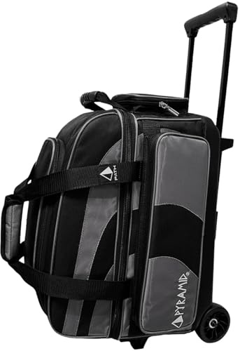Pyramid Deluxe Bowlingtasche mit 2 Rollen und großem separaten Schuhfach (bis zu 2 Paar Schuhe) und Zubehörtaschen, Stabiler quadratischer Griff, ausziehbar auf 101,6 cm, Profi-Optionen erhältlich