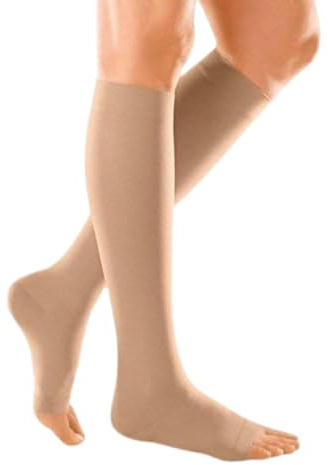 medi - Duomed, CCL1, calze a compressione sotto il ginocchio, punta aperta, beige, taglia M, per vene varicose, gravidanza, supporto per la circolazione