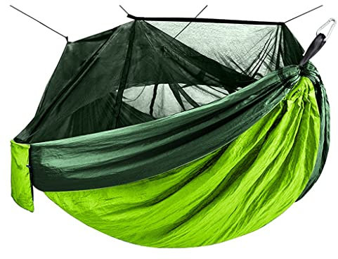Outdoor-Moskitonetz, Camping-Hängematte, 1–2 Personen, Fallschirm-Picknick-Hängematte, tragbar, zum Aufhängen, Schlafen, Schaukel, Hängematte (Farbe: Vert) (Vert)