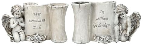 Lot de figurines d'ange funéraire avec vase H 13,5 cm – En souvenir calme & nous vous manquons