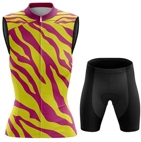 Completo Ciclismo Donna Abbigliamento Bici MTB Estivo,Maglia Ciclista Maglietta da Ciclo Senza Maniche Gilet e Pantaloncini Shorts con 19D Gel Imbottiti,Tuta da Bicicletta Asciugatura Rapida|13,XL