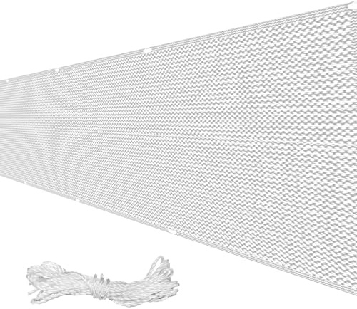 Brise-Vue pour Balcon 50 x 380 cm Résistant Aux Déchirures et Au Vent Pare-Exterieur Cache Occultant avec Serre Câbles pour Jardin Terrasse, Blanc