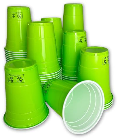 50 Mehrweg Bierpong Becher 0,5 l in Light Green | Hellgrüne Plastikbecher für alle Getränke | stabil & wiederverwendbar Trinkbecher