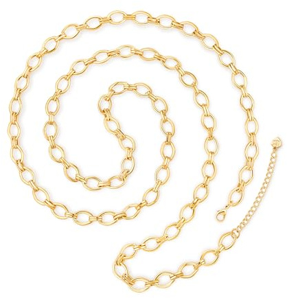 Aobei Pearl Long Chain link Necklace for Women Double Layering Jewelry