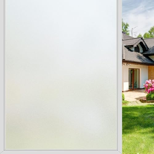 Glasfolie Selbstklebend Blickdicht 110 x 120 cm Blickdicht Fensterfolie Sichtschutz Blickschutz, Sonnenschutz, Entfernbar, Statisch Haftend, für Zuhause, Rein matt