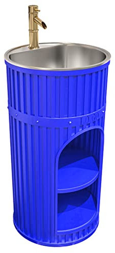 Mobile da bagno con lavabo, mobile autoportante in stile industriale, ferro battuto, scarico e rubinetto inclusi