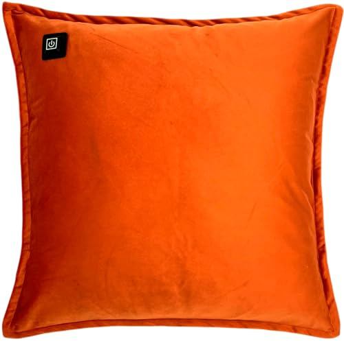 Warmpi® Cojín térmico incluido Warmpi® Powerbank - Velvet Cognac/Copper - La almohadilla decorativa calentada funciona de forma inalámbrica, pero también a través de una toma de corriente o USB