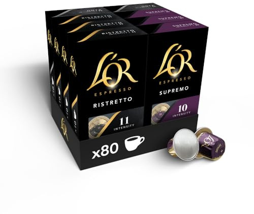 L'OR Espresso Intense Coffee Pods Variety Bundle (Pack of 8, Total 80 Capsules) Nespresso®* Compatible