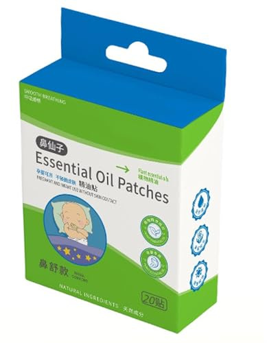 Pack of 20 Clogged Nose Plasters for Children, Natural Plasters for Congestion Elimination, Better Breathing for Nasal Congestion, Cough-Relieving Plasters, Sleep Plasters for Children from 6 Months