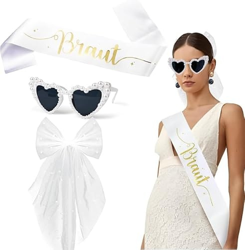 KFETFE Jga Accessoires Frauen, Junggesellenabschied Frauen, Jga Schärpe Schleier Brillen Braut, Junggesellinnenabschied, Bride to be, Jga Deko, Braut Accessoires