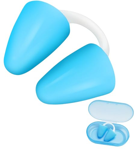 YEAMLTE Nadar Nariz Plug, Pinza Nariz Natación Adulto Niños, Pinzas Natacion Nariz, Protector Nariz Silicona Tapón Nariz, Clip de Nariz para Natación con Caja, para Principiantes (Azul, Adulto)