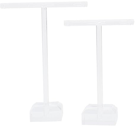 WRITWAA Soporte para Pendientes para Exhibición y Almacenamiento en Forma de T Blanco de Acrílico Juego de 2 Piezas Expositor de Joyas en Tienda o Ferias