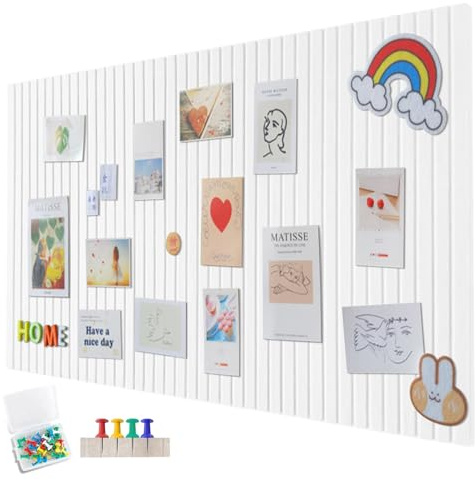 Große Filz Pinnwand Selbstklebend,60x40cm Filzboard Memotafeln mit 35 Pinnnadeln,pinwand filz Memo Boards Bulletin Board Wanddekoration vision board für Büro Küche,Fotos Memos,Weiß