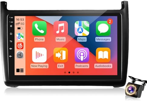 Autoradio Android Stereo per Volkswagen VW Polo 2008–2020, Display Touchscreen 9 pollici 2+64G, CarPlay Wireless Android Auto, GPS WiFi, DSP, FM RDS Radio, Bluetooth, USB + Telecamera Posteriore