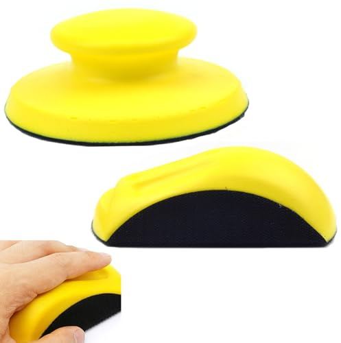 LIMEOW 2 Pcs 5in Lija Pared Lijadora Manual Bloque de Lija Taco Esponja Lijar Redondas y con Forma Rata para Discos de Lijado, Lijadoras Manuales, para Bricolaje en Madera y Restauración Muebles Etc