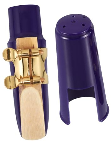 Altsaxophon Mundstück 1 Satz mit Blatt und Schutzkappe Blau | Holz Kunststoff Metall, Kompatibel mit Altsaxophon, Inklusive Ligatur, Schlichtes Design, Modernes Zubehör