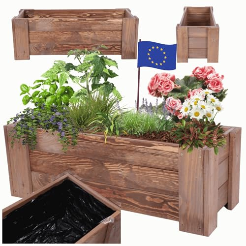 MODO24 Pflanzkübel Holzkübel Pflanzkasten Kiefer30x90x33 cm, Braun | Wetterfester Pflanzkasten & Blumenkasten aus Kiefernholz, Stabile Pflanzbox für Outdoor, Garten, Terrasse & Balkon