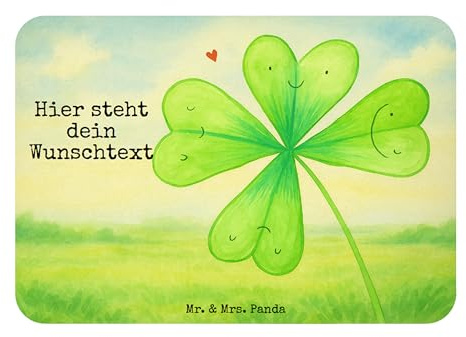 Mr. & Mrs. Panda Personalisierter Kühlschrankmagnet Blume Kleeblatt Design - Geschenk, Glück, Magnet personalisierbar, Kleeblätter, Motivation, Namensmagnet, Sommer Deko, mit Namen, personalisiert
