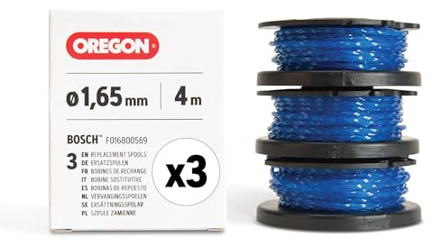 Oregon Vorgefüllte Fadenspule für Bosch Rasentrimmer, 3er-Set | Ersatzspule für F016800569, für Bosch EasyGrassCut Freischneider, mit Oregon Gatorline 1,65 mm