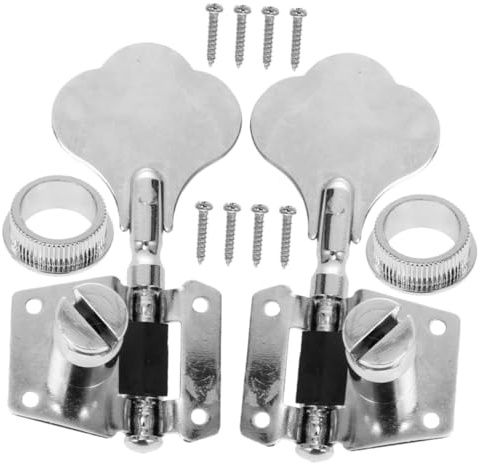 Metall Bass Stimmwirbel Silber 1 Satz, mit Schrauben | Offene Mechaniken, Präzise Stimmung und Fester Sitz, Stahlplatte und Eisen, für E-bass