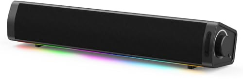 ADELGO PC USB-högtalare, soundbar högtalare, USB-driven typ C, bärbar datorlåda med RGB för skrivbord, bildskärm, bärbar dator, plug and play – svart