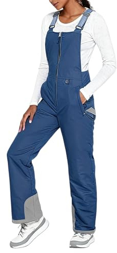 PAIDAXING Pantalon de ski imperméable pour homme et femme - Fermeture éclair thermique - Coupe-vent - Taille haute - Salopette de ski - Salopette de randonnée en plein air avec poches, 1-Bleu marine