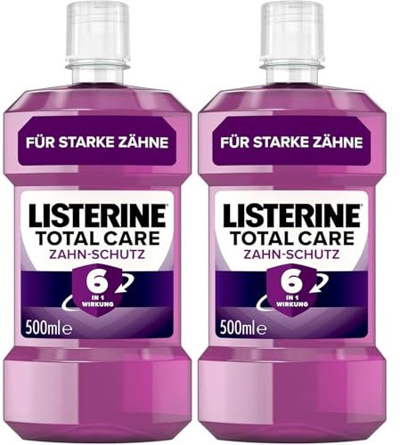 LISTERINE Total Care Zahn-Schutz Intensiv Mundspülung, 500 ml | 6 in 1 Wirkung, 24h frischer Atem, schützt gegen Karies & Zahnfleischprobleme, antibakterielles Mundwasser