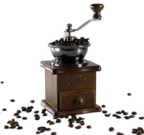 Molinillo de café manual: construcción de madera maciza, mecanismo de molienda de hierro, finura de polvo ajustable, dispositivo de cocina compacto | Molinillo de café manual para preparar