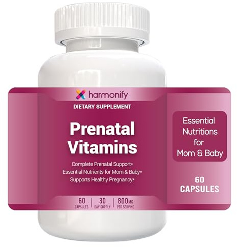 HARMONIFY Prenatal Vitamins – Daily Prenatal Supplement for Women – Essential Nutrients for Mom & Baby – 60 Capsules – 30 Day Supply