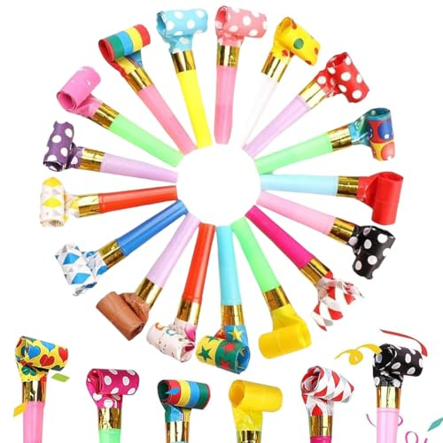 AJNZAU 15 Pièces Sifflet Trompette De Fête Enfant, Sifflet Pour Anniversaire, Nouvel An, Remise De Diplôme, Noël (Couleurs Aléatoires)