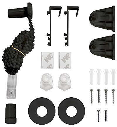 Victoria M. Ersatzteil-Set Komplett-Set für Klemmfix Doppelrollo, mit Klemmhalter, Scheiben, Walzenkapsel, Kettenzuggetriebe, Kunststoff & Metall, Schwarz
