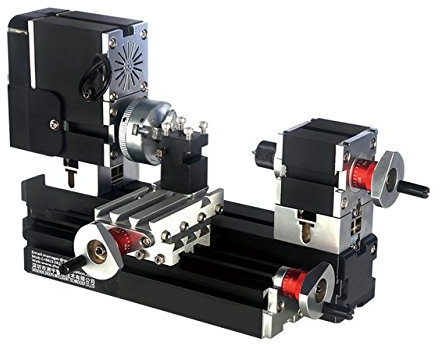 CGOLDENWALL DIY Electroplated Mini Metal Lathe 60W 12000r/min Motor Metal Working Lathe Machine Woodworking for Hobby Science Education Modelmaking