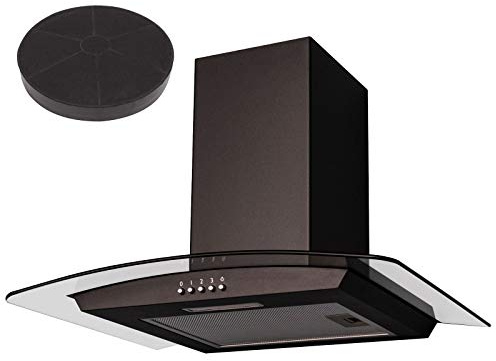 SIA CGH60BL 60cm Curved Glass Black Cooker Hood Extractor Fan and Carbon Filter