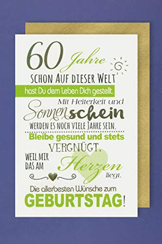 AvanCarte 60 Geburtstag Karte Grußkarte Sonnenschein Foliendruck 16x11cm