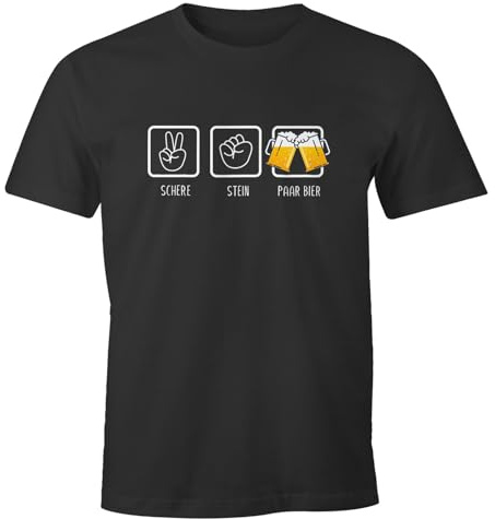 MoonWorks® Herren T-Shirt Schere, Stein, Paar Bier lustiges Trink Shirt Saufen Bier Party