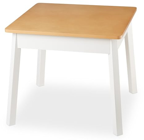 Melissa & Doug Wooden Square Table – Kids Furniture for Playroom (Natural/White)