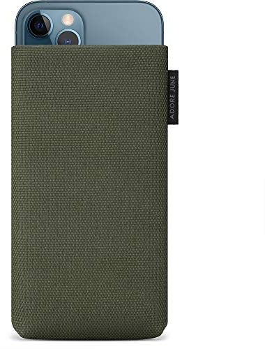 Adore June Handytasche Classic Recycled Oliv Grün kompatibel mit iPhone 13 / iPhone 13 Pro/iPhone 12 / iPhone 12 Pro, Moderne Nachhaltige R-PES Stoffe, Made in Europe