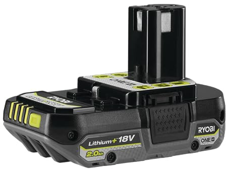 Ryobi RB1820C Batteria al Litio+ 18 V One+ 2,0 Ah Compatta, con Indicatore dello Stato di Carica, di Lunga Durata, Scocca con Protezione dagli Impatti
