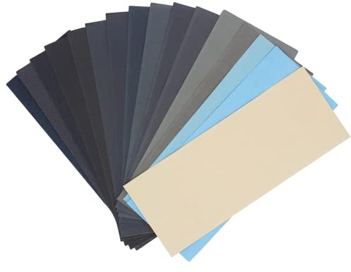 DOUSUDAN 51 Pcs Ultra Fine Wet Dry Sandpaper 120 to 3000,5000,7000,8000,10000 Assorted Grit Sanding Paper for Wood Furniture Finishing, Metal Sanding and Automotive Polishing, 9 x 3.6 Inches
