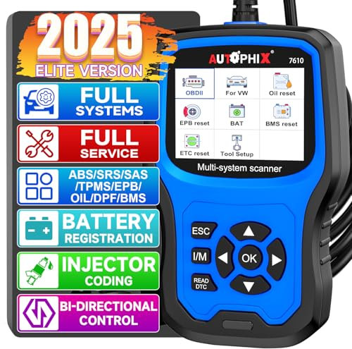 AUTOPHIX 7610 Elite Vollsysteme OBD2 Diagnosegerät Kompatibel mit VW Automotive Full Functions OBD2 Scanner Auslesegerät Battery Registration Tool für alle VAG nach 1996 [Version 2025]