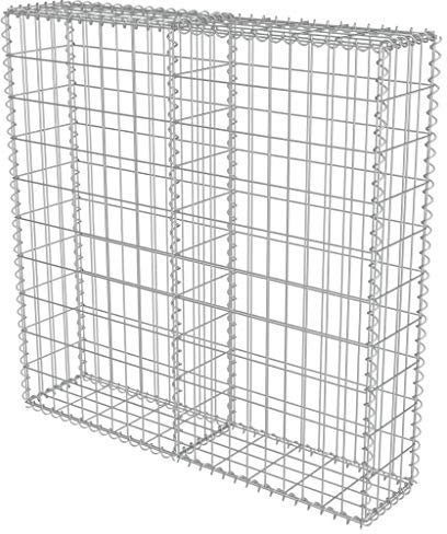 Gecheer Gabionenwand mit Abdeckung Gabione Steinkorb Drahtkorb Gabionenkorb Steinkorb-Gabione Steingabionen Gabionen-Pflanzkorb Gabionenkörbe Gabionen Hochbeet 100 x 20 x 100 cm (L x B x H)
