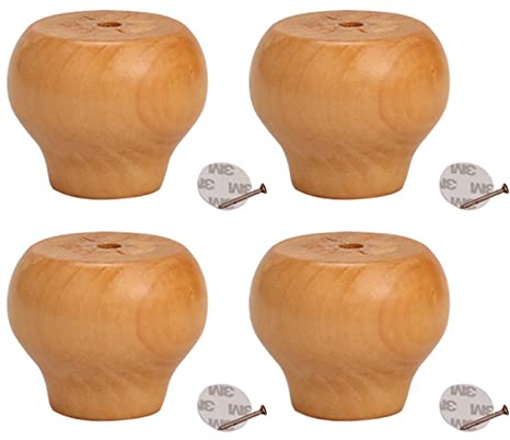 4 Stück Möbelfüße, Holz Ersatz Rund Tischbeine Möbelbeine Sockelfüß, Möbelerhöhung mit Schrauben, für Stühle Couch Sofa Schrank Fernsehtisch (4cm/1.57in,Varnish Color)