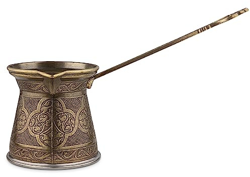 Alisveristime Authentische türkische Kaffeekanne, handgefertigt, Cezve/Ibrik, mehrere Größen und Farben erhältlich, verbessern Sie Ihr Kaffeeerlebnis jetzt! (Antikgrün, 4 Tassen)