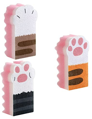 3Pcs Cat Paw Dishwashing Sponge Brush, Thickened Kitchen Cleaning Cloth | High Water Absorption, Non-Sticky Oil Surface, Lightweight Stable Texture, Suitable for Washing Pans, Bowls and Dishes