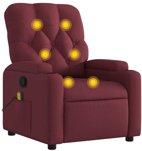 vidaXL Massagesessel Weinrot Stoff