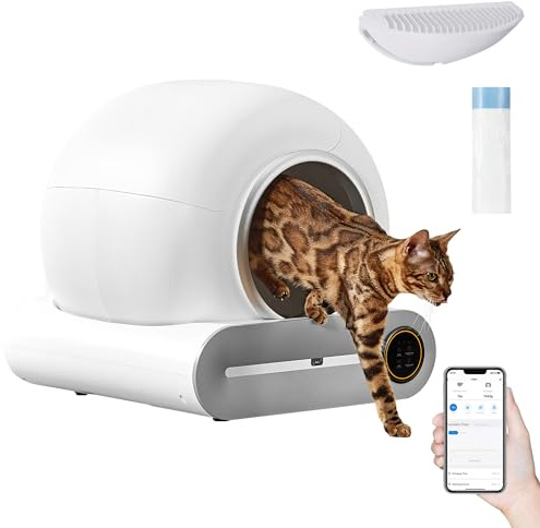 NEOCOZY Self-Cleaning Cat Litter Box, Infrared Detector & Weight Sensors, Automatic Odor Removal, 65L+9L Large Capacity, Self-Cleaning for Multiple Cats